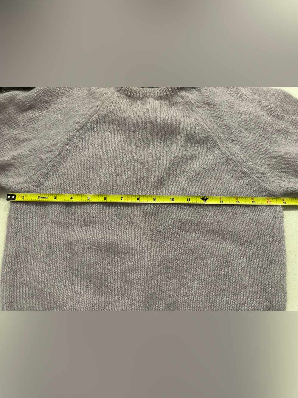 Women's Crew Neck Mohair-Blend Sweater in Soft Lilac - Picture 9 of 9